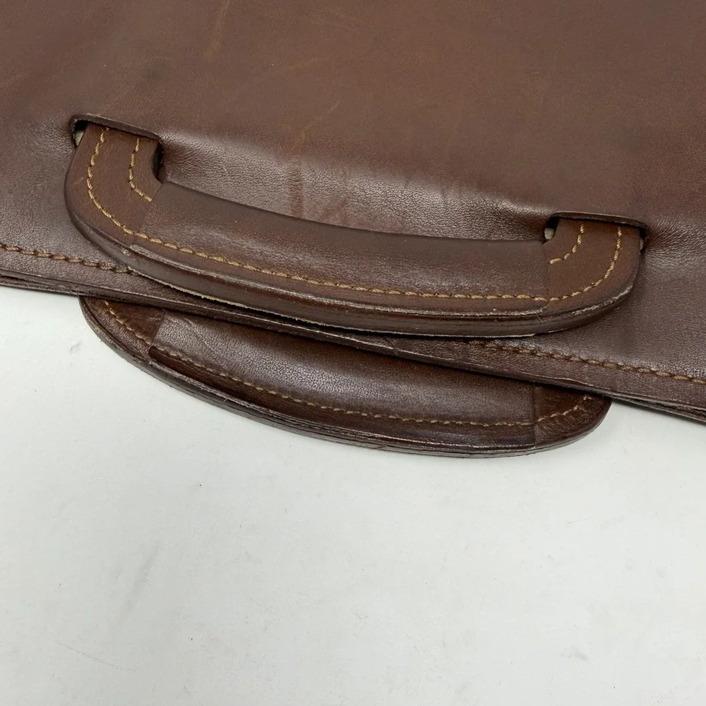 Vintage Leather Briefcase Brown Attache Portfolio Bag Shoulder Strap 60s 70s